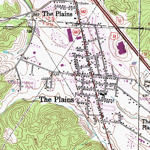 Topographic Map of The Plains Fire Department, OH