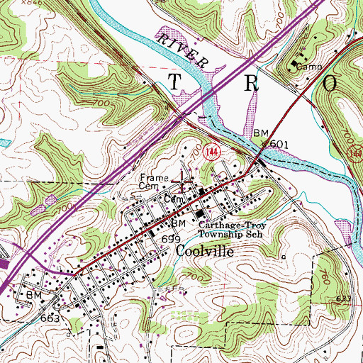 Topographic Map of Coolville Fire Department, OH