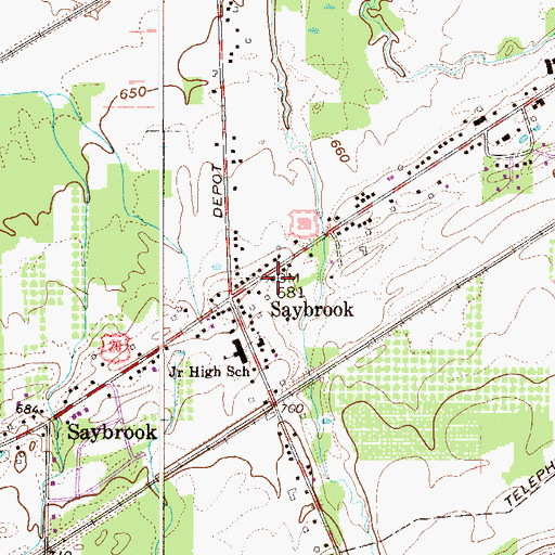 Topographic Map of Saybrook Township Fire Department Station 1 Headquarters, OH