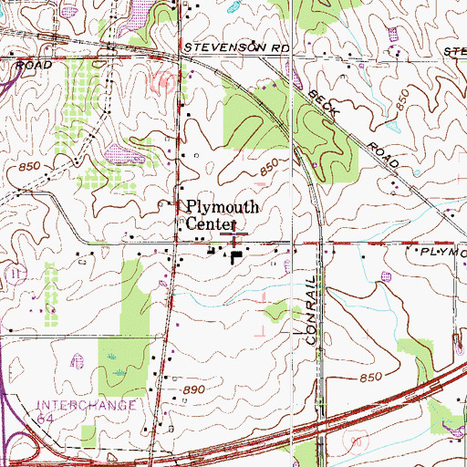 Topographic Map of Plymouth Volunteer Fire and Rescue Company, OH