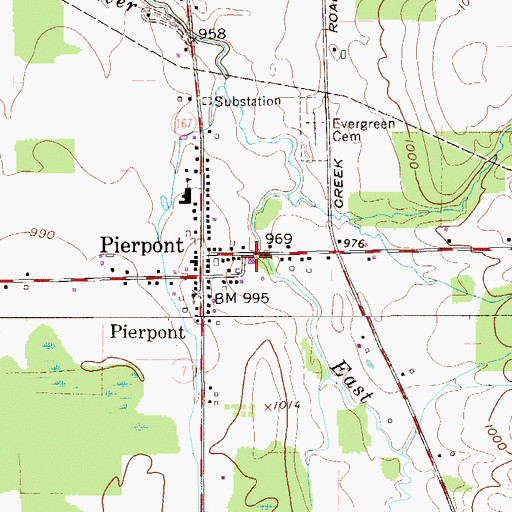 Topographic Map of Pierpont Volunteer Fire Department, OH