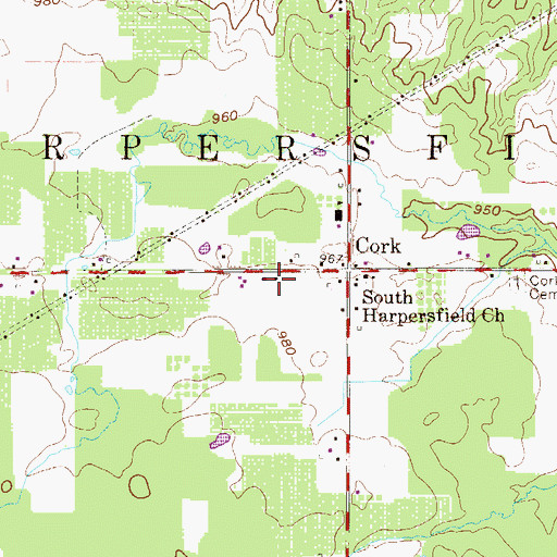 Topographic Map of Harpersfield Fire Department Station 2, OH
