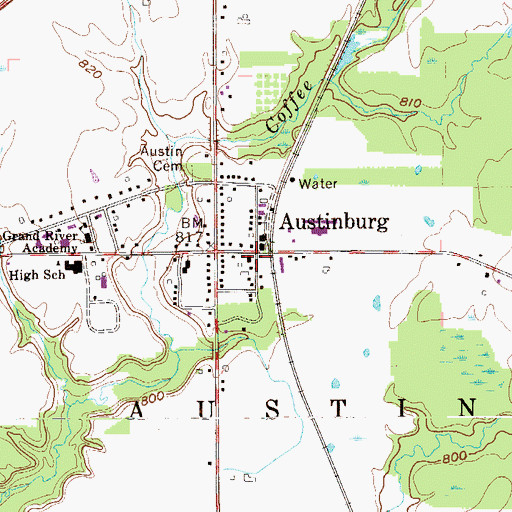 Topographic Map of Austinburg Volunteer Fire Department, OH