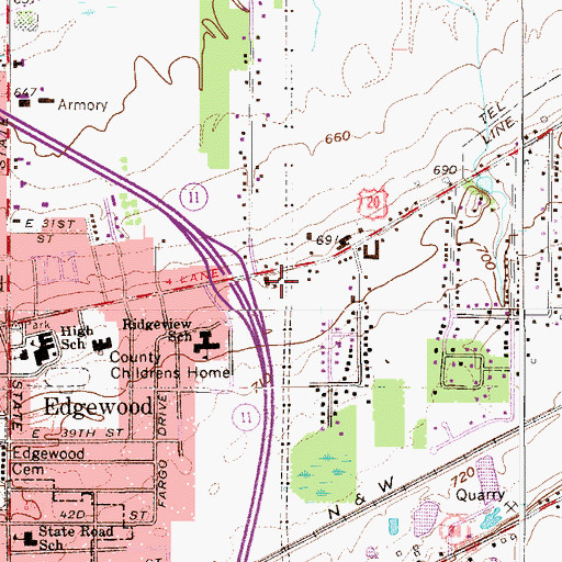 Topographic Map of Ashtabula Township Fire Department, OH