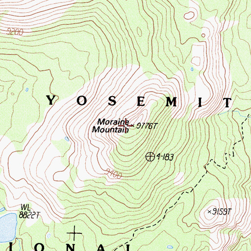 Topographic Map of Moraine Mountain, CA