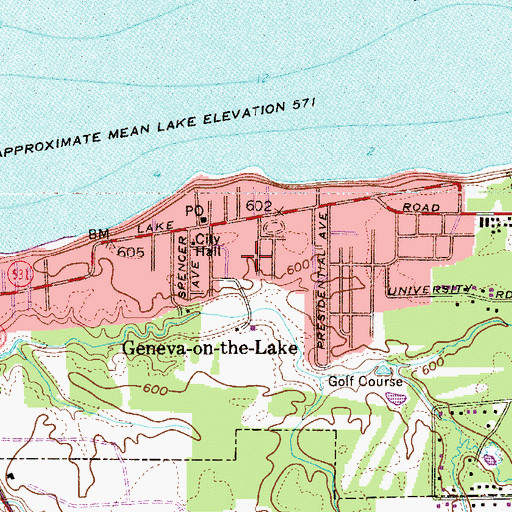 Topographic Map of Geneva - on - the - Lake Fire Department, OH