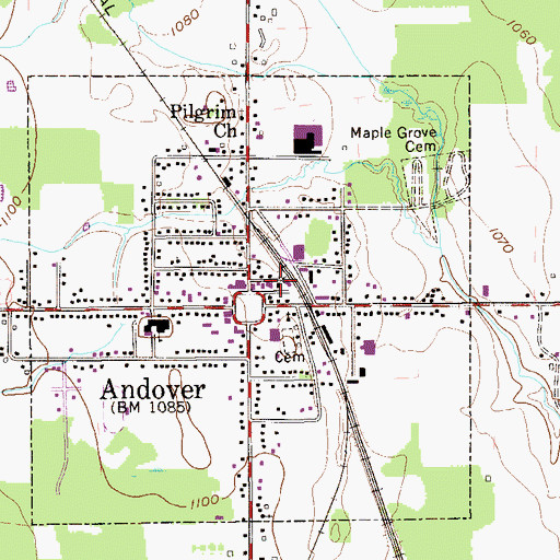 Topographic Map of Andover Volunteer Fire Department, OH