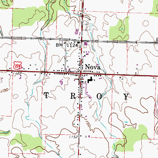 Topographic Map of Ruggles - Troy Township Volunteer Fire Department, OH