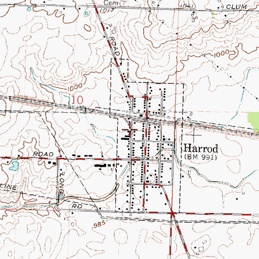 Topographic Map of Harrod Volunteer Fire and Rescue, OH