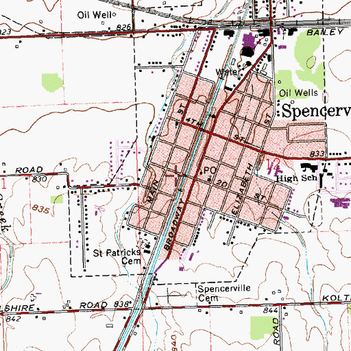 Topographic Map of Spencerville Fire Department, OH