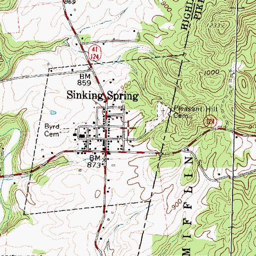 Topographic Map of Brushcreek Township Fire and Emergency Medical Services, OH
