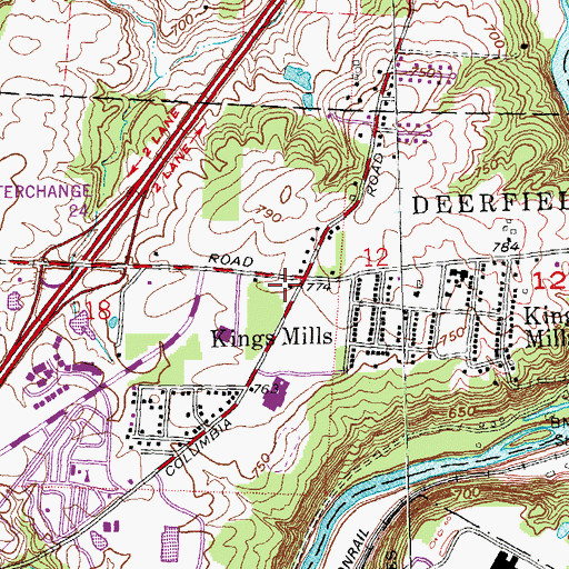 Topographic Map of Deerfield Township Fire Rescue Station 58, OH