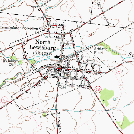 Topographic Map of North East Champaign County Fire District, OH