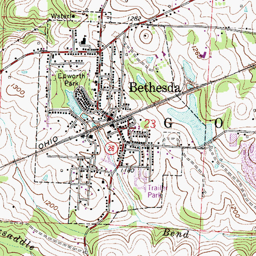 Topographic Map of Bethesda Fire and Rescue Station 18, OH