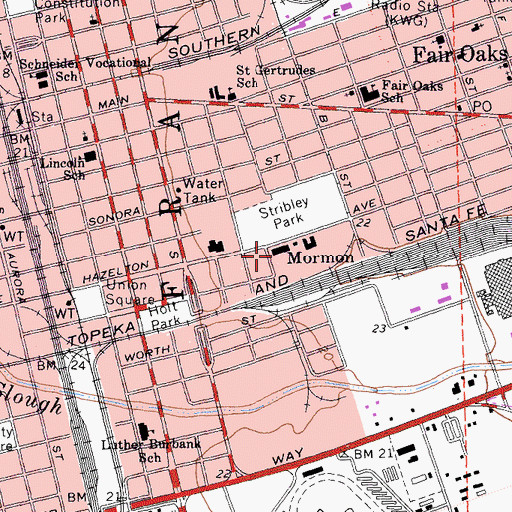 Topographic Map of Mormon, CA