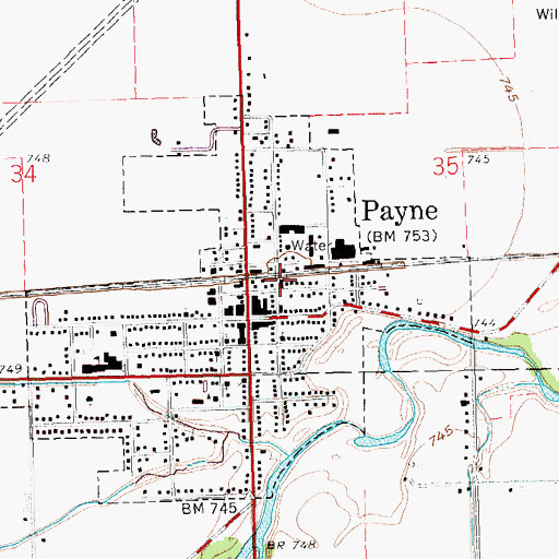 Topographic Map of Payne Volunteer Fire and Emergency Medical Services Department, OH