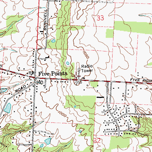 Topographic Map of Clearcreek Fire District Station 22, OH