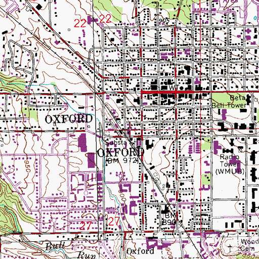 Topographic Map of Oxford Fire Department, OH