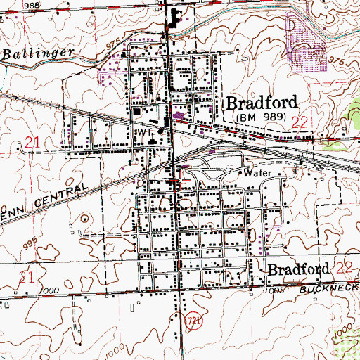 Topographic Map of Bradford Fire and Rescue Services Station 55, OH