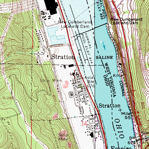 Topographic Map of Stratton Volunteer Fire Department, OH