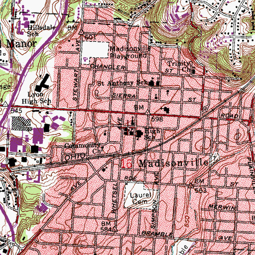 Topographic Map of Cincinnati Fire Department - Station 49, OH