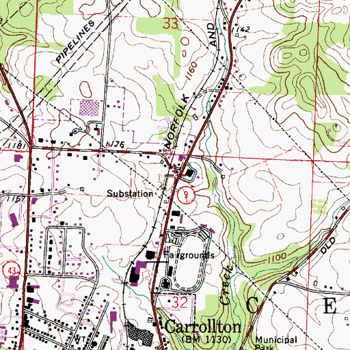 Topographic Map of Carroll County Volunteer Fire Department, OH