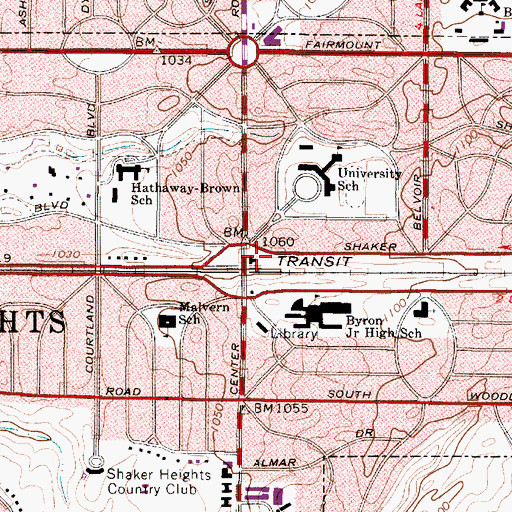 Topographic Map of Shaker Heights Fire Department - Station 2, OH