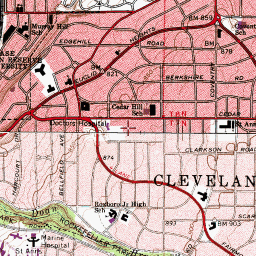 Topographic Map of Cleveland Heights Fire Department - Station 2, OH