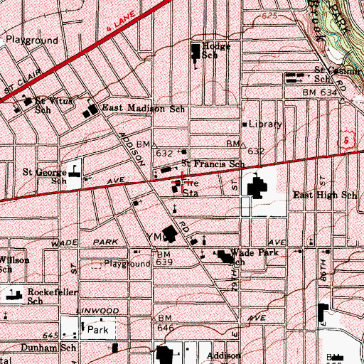 Topographic Map of Cleveland Fire Department - Station 22, OH