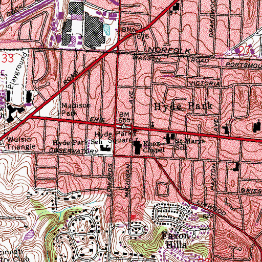 Topographic Map of Cincinnati Fire Department - Station 46, OH