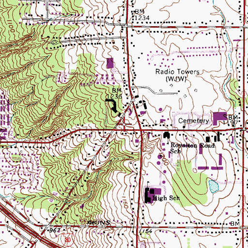 Topographic Map of North Royalton Fire Department Station 1, OH
