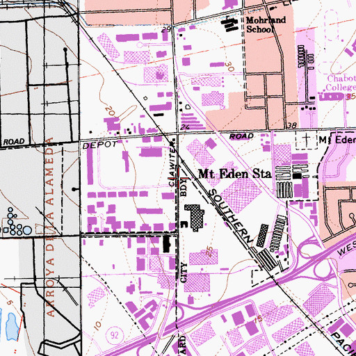 Topographic Map of Mount Eden Station, CA