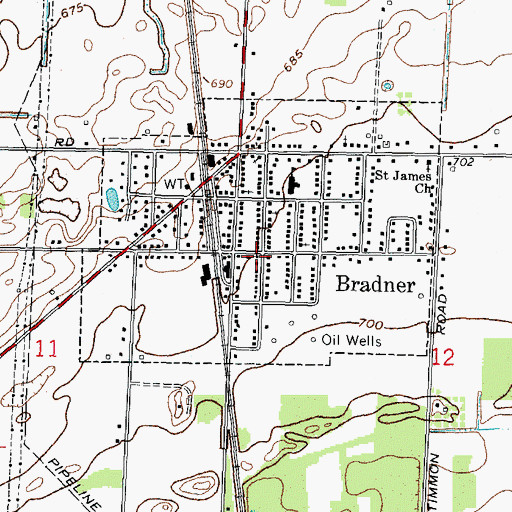Topographic Map of Bradner Fire Department, OH