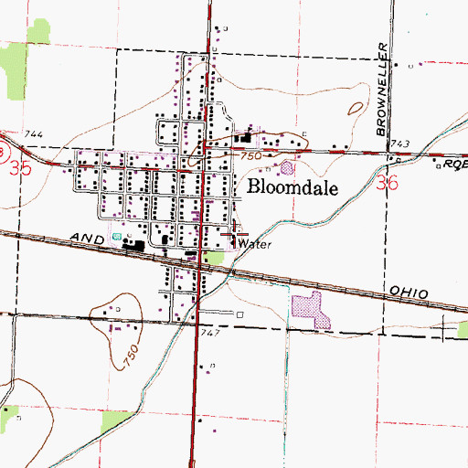 Topographic Map of Bloomdale Fire and Rescue, OH