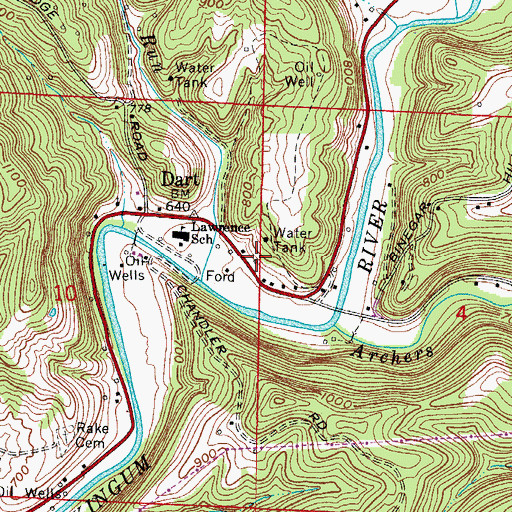 Topographic Map of Little Muskingum Volunteer Fire Department, OH