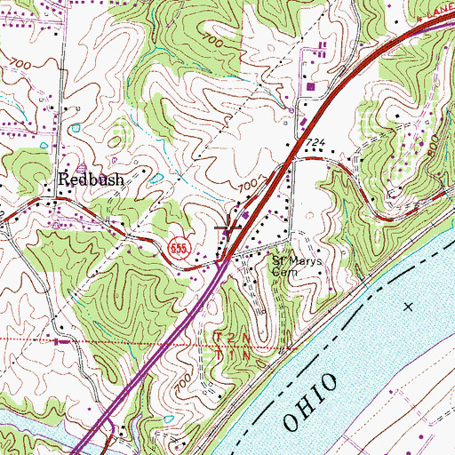Topographic Map of Little Hocking Fire Department, OH