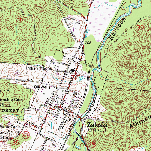 Topographic Map of Zaleski Volunteer Fire Department, OH