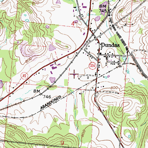 Topographic Map of Dundas Fire Department, OH