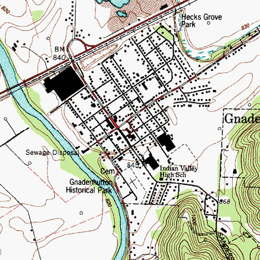 Topographic Map of Gnadenhutten Fire Department, OH