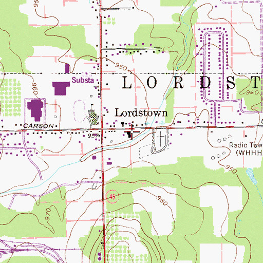 Topographic Map of Lordstown Village Fire Department, OH