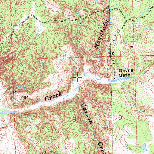 Topographic Map of Mountain Spring Creek, CA