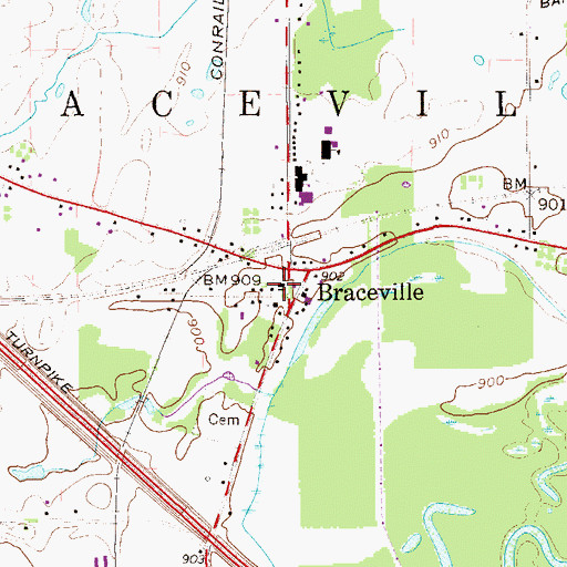 Topographic Map of Braceville Township Fire Department, OH