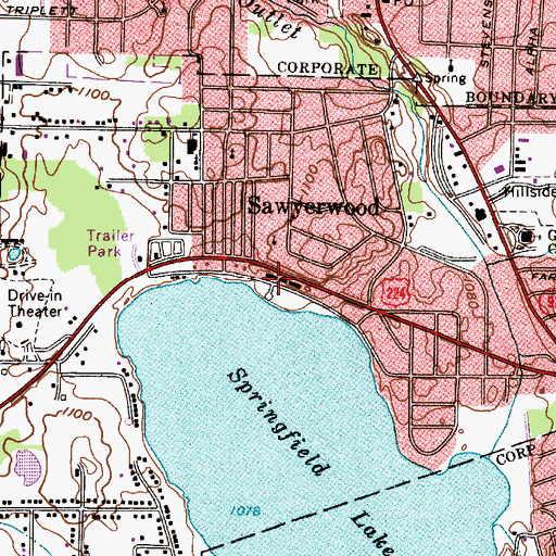 Topographic Map of Springfield Township Fire Department, OH