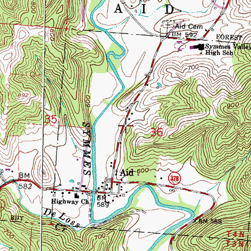 Topographic Map of Aid Township Volunteer Fire Department, OH