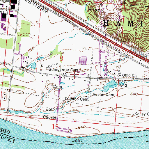Topographic Map of Hamilton Township Volunteer Fire Department, OH