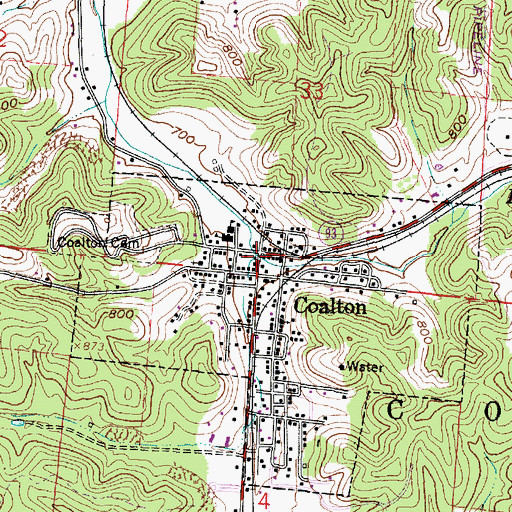 Topographic Map of Coalton Volunteer Fire Department, OH