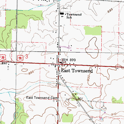 Topographic Map of Townsend Township Fire Department, OH