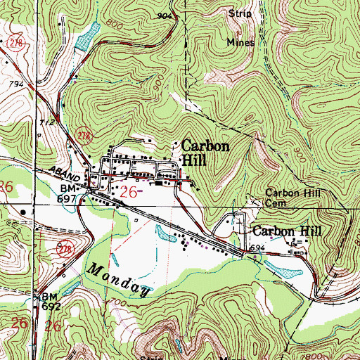 Topographic Map of Ward Township Volunteer Fire Department, OH