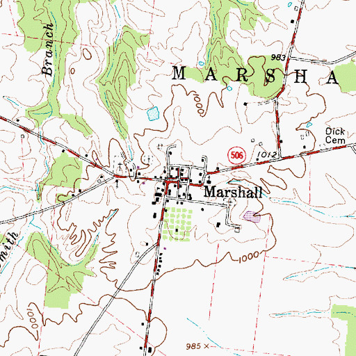 Topographic Map of Marshall Township Volunteer Fire Department, OH