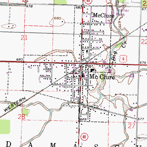 Topographic Map of Damascus Township Volunteer Fire Department, OH